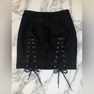 Black Lace-Up Skirt